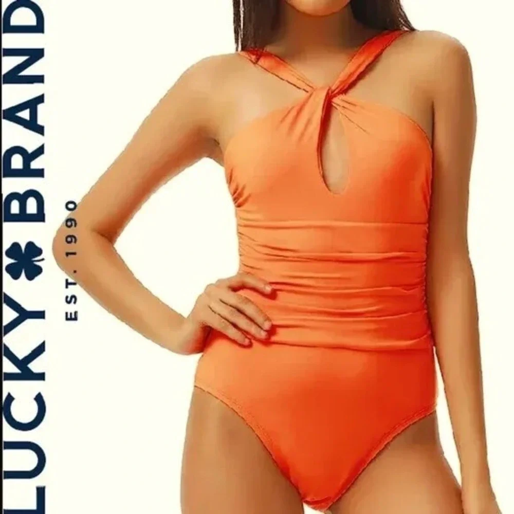 Lucky Brand One‎ Piece Swimsuit Women's Size Small Lace Up Flattering Modest NEW